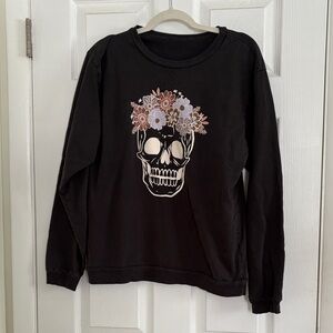 Floral Skull Black Sweatshirt